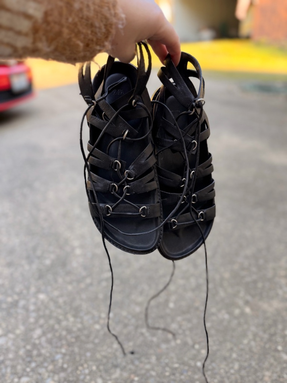 ZARA Lace-Up Black Gladiator Sandal for Women - Picture 3 of 7